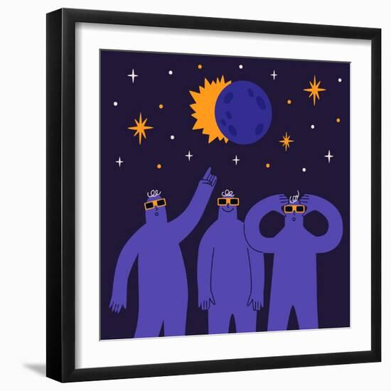 People Look at Solar Eclipse-Elena Bikkulova-Framed Photographic Print