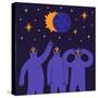 People Look at Solar Eclipse-Elena Bikkulova-Stretched Canvas