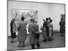 People Looking at a Painting by Artist Jackson Pollack at an American Art Show-Frank Scherschel-Mounted Photographic Print