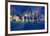 People Mingling at a Free Concert by Local Musicians-graphicphoto-Framed Photographic Print