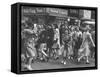 People Moving Through the Streets During Business Hours-Peter Stackpole-Framed Stretched Canvas