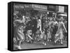 People Moving Through the Streets During Business Hours-Peter Stackpole-Framed Stretched Canvas