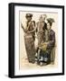 People of Borneo: Warrior with a Shield, Warrior with a Sword: and a Woman in Native Dress-null-Framed Giclee Print