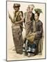 People of Borneo: Warrior with a Shield, Warrior with a Sword: and a Woman in Native Dress-null-Mounted Giclee Print