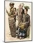 People of Borneo: Warrior with a Shield, Warrior with a Sword: and a Woman in Native Dress-null-Mounted Giclee Print