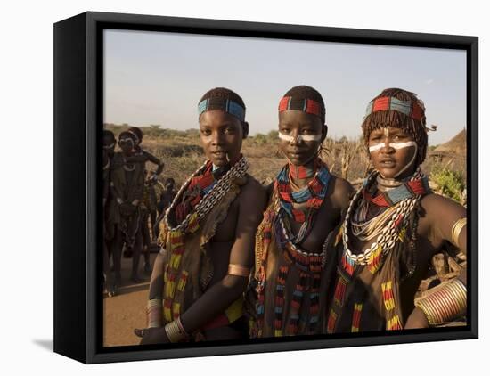 People of the Hamer Tribe, the Woman's Hair Treated with Ochre, Southern Ethiopia, Ethiopia-Gavin Hellier-Framed Stretched Canvas