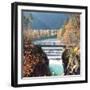 People on a Bridge Over the River Lech and Lechfall, a Man Made Fall-Alex Saberi-Framed Photographic Print