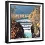 People on a Bridge Over the River Lech and Lechfall, a Man Made Fall-Alex Saberi-Framed Photographic Print