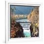 People on a Bridge Over the River Lech and Lechfall, a Man Made Fall-Alex Saberi-Framed Photographic Print