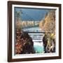 People on a Bridge Over the River Lech and Lechfall, a Man Made Fall-Alex Saberi-Framed Photographic Print