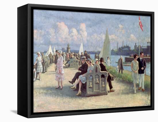 People on a Promenade-Paul Fischer-Framed Stretched Canvas