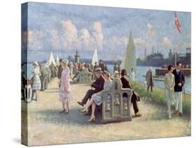 People on a Promenade-Paul Fischer-Stretched Canvas