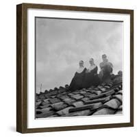 People on a Rooftop Awaiting the Coronation of Pope John XXIII, Vatican City, 4th November 1958-null-Framed Photographic Print