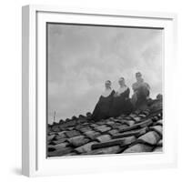 People on a Rooftop Awaiting the Coronation of Pope John XXIII, Vatican City, 4th November 1958-null-Framed Photographic Print