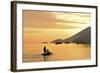 People on Dingy Paddeling Out to Ship, Cove at Vila Do Abrao, Ilha Grande, Rio De Janeiro, Brazil-Christian Heeb-Framed Photographic Print