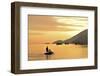 People on Dingy Paddeling Out to Ship, Cove at Vila Do Abrao, Ilha Grande, Rio De Janeiro, Brazil-Christian Heeb-Framed Photographic Print