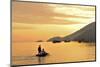 People on Dingy Paddeling Out to Ship, Cove at Vila Do Abrao, Ilha Grande, Rio De Janeiro, Brazil-Christian Heeb-Mounted Photographic Print