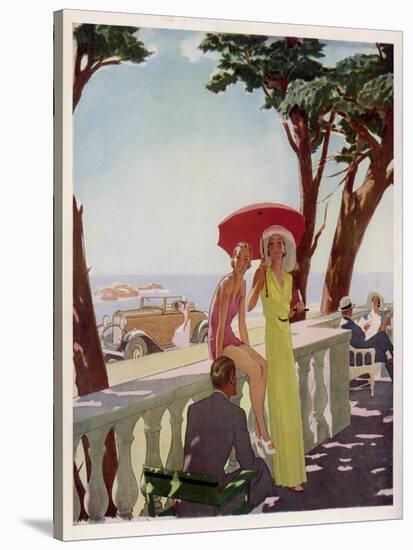 People on Holiday on the French Riviera, Enjoying the Sunshine-null-Stretched Canvas