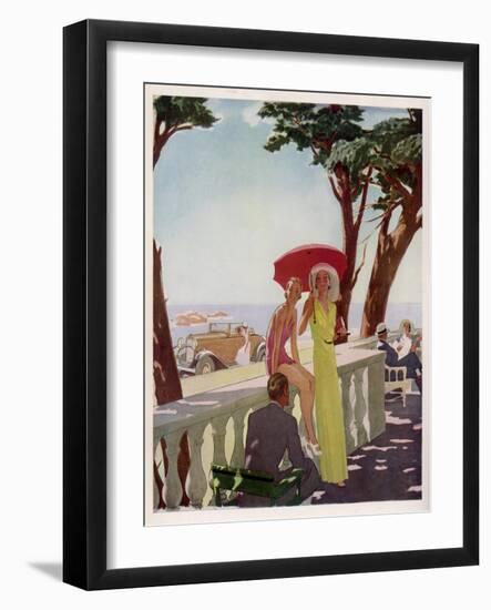 People on Holiday on the French Riviera, Enjoying the Sunshine-null-Framed Art Print