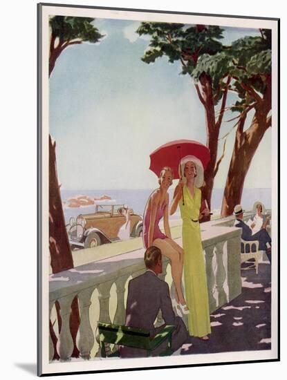 People on Holiday on the French Riviera, Enjoying the Sunshine-null-Mounted Art Print