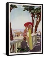 People on Holiday on the French Riviera, Enjoying the Sunshine-null-Framed Stretched Canvas