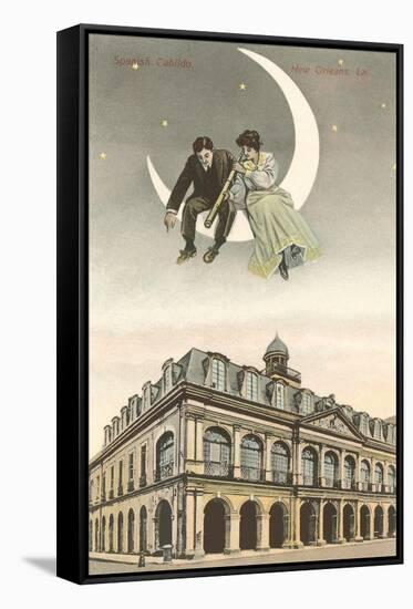 People on Moon over Cabildo, New Orleans, Louisiana-null-Framed Stretched Canvas