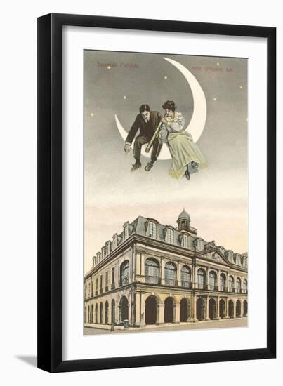 People on Moon over Cabildo, New Orleans, Louisiana-null-Framed Art Print