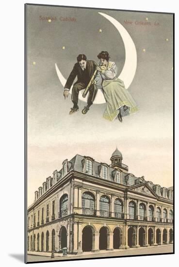 People on Moon over Cabildo, New Orleans, Louisiana-null-Mounted Art Print