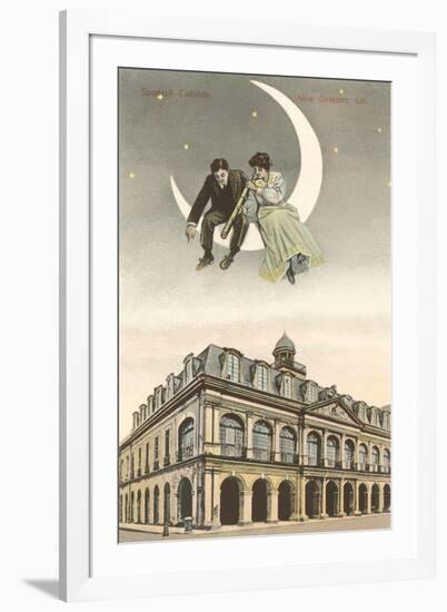 People on Moon over Cabildo, New Orleans, Louisiana-null-Framed Art Print