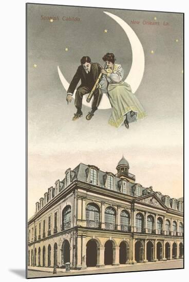 People on Moon over Cabildo, New Orleans, Louisiana-null-Mounted Art Print