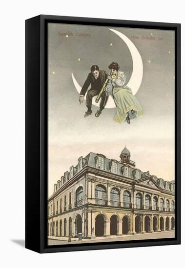 People on Moon over Cabildo, New Orleans, Louisiana-null-Framed Stretched Canvas