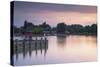 People on Pier at Sunset, Keszthely, Lake Balaton, Hungary, Europe-Ian Trower-Stretched Canvas