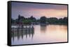 People on Pier at Sunset, Keszthely, Lake Balaton, Hungary, Europe-Ian Trower-Framed Stretched Canvas