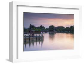 People on Pier at Sunset, Keszthely, Lake Balaton, Hungary, Europe-Ian Trower-Framed Photographic Print