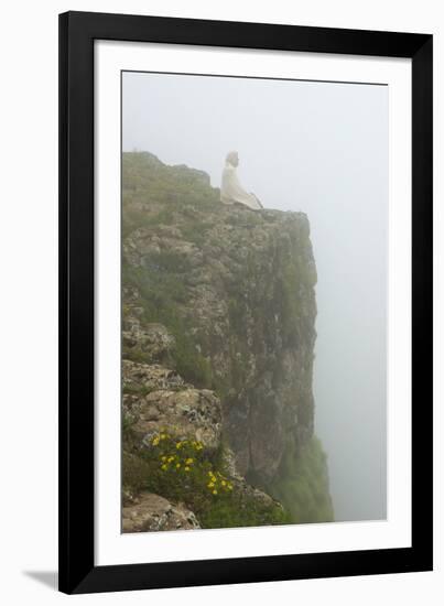 People on the cliff in morning mist, Simien Mountain, Ethiopia-Keren Su-Framed Photographic Print