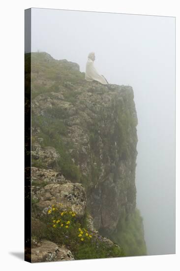 People on the cliff in morning mist, Simien Mountain, Ethiopia-Keren Su-Stretched Canvas