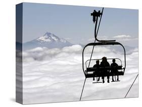 People on the Magic Mile Ski Lift at Timberline Lodge on Mount Hood-null-Stretched Canvas