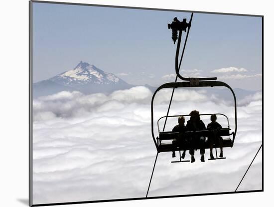 People on the Magic Mile Ski Lift at Timberline Lodge on Mount Hood-null-Mounted Photographic Print