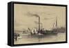 People on the Shore Waving Off a Steamship-A Provost-Framed Stretched Canvas