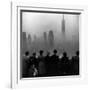 People on Top of a Building Looking Down Into Downtown Misty Smog covering Empire state Building-Eliot Elisofon-Framed Photographic Print