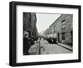 People Outside Boarded-Up Houses in Ainstey Street, Bermondsey, London, 1903-null-Framed Photographic Print