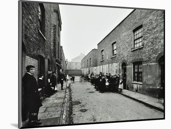 People Outside Boarded-Up Houses in Ainstey Street, Bermondsey, London, 1903-null-Mounted Photographic Print
