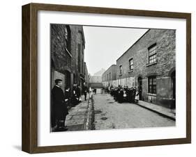 People Outside Boarded-Up Houses in Ainstey Street, Bermondsey, London, 1903-null-Framed Premium Photographic Print