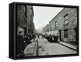 People Outside Boarded-Up Houses in Ainstey Street, Bermondsey, London, 1903-null-Framed Stretched Canvas