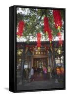 People Outside Panxi Restaurant, Guangzhou, Guangdong, China, Asia-Ian Trower-Framed Stretched Canvas