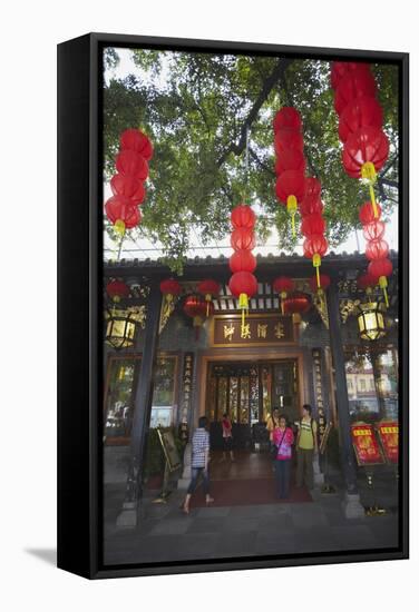 People Outside Panxi Restaurant, Guangzhou, Guangdong, China, Asia-Ian Trower-Framed Stretched Canvas