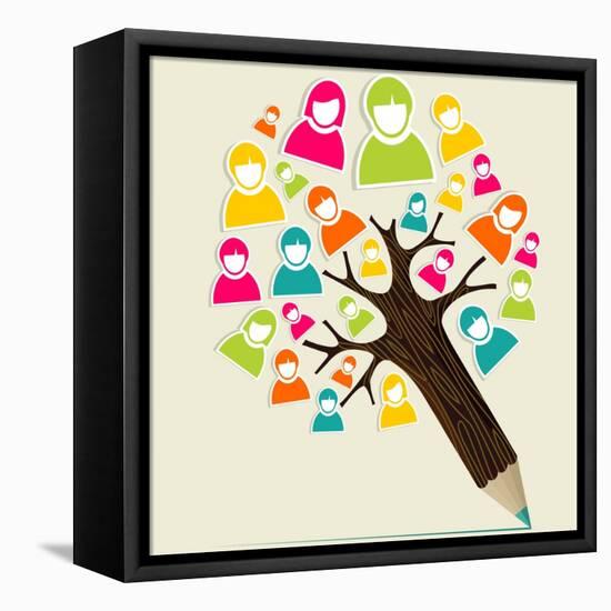 People Pencil Tree-cienpies-Framed Stretched Canvas
