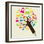 People Pencil Tree-cienpies-Framed Art Print