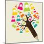 People Pencil Tree-cienpies-Mounted Art Print