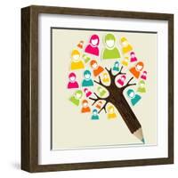 People Pencil Tree-cienpies-Framed Art Print